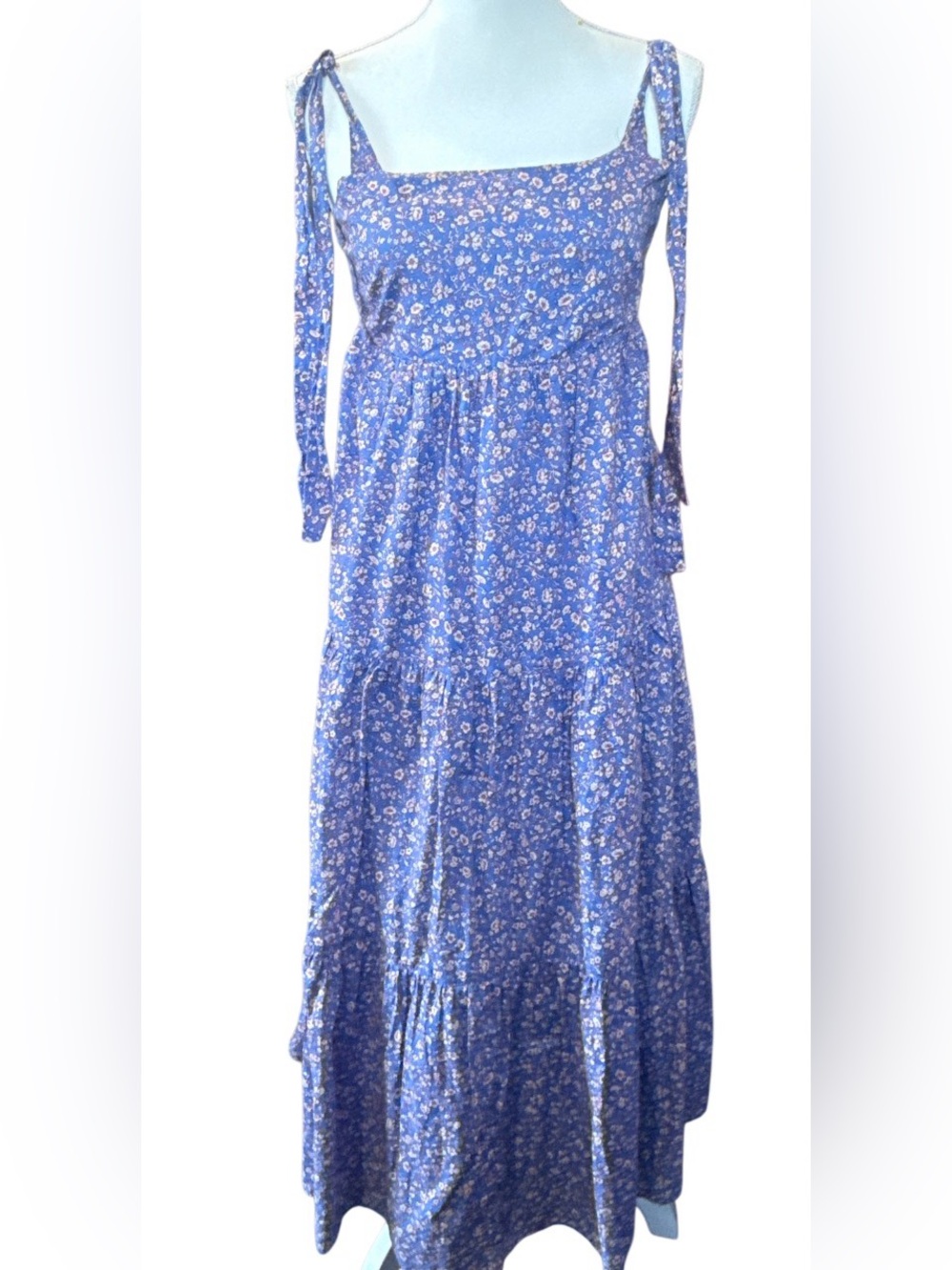 Madewell Blue Floral Tiered Maxi Dress